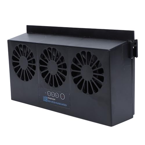 SEAFRONT Autoablüftungslüfter Solar Angetriebener Deodorisierungsluftreiniger 3 Köpfe Kühlventilator für Automobilbürohaus (BLACK) von SEAFRONT