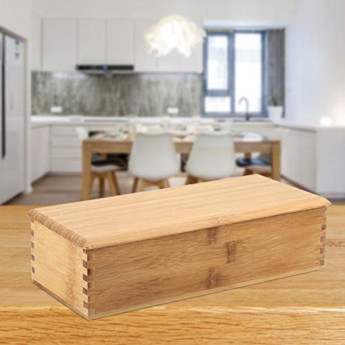 SEAFRONT Bambus-Schubladen-Organizer, Essstäbchen-Aufbewahrungsbox, Behälter, Geschirr, Löffeletui, Besteckkasten aus Holz mit Deckel, 26,9 X 10,9 X 6,3 Cm von SEAFRONT