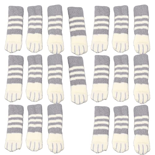 SEAFRONT Cat Foot Muster Stuhl Beinabdeckungen mit Elastischen Bindungsmund, Doppelt Eingedicktes Strickbodenschutz für Tische und Stühle, Dunkelgraue Streifen, 20 Stcs SEAFRONT Cat Foot Muster Stuhl Beinabdeckungen mit Elastischen Bindungsmund, Doppelt Eingedicktes Strickbodenschutz für Tische und Stühle, Dunkelgraue Streifen, 20 Stcs von SEAFRONT