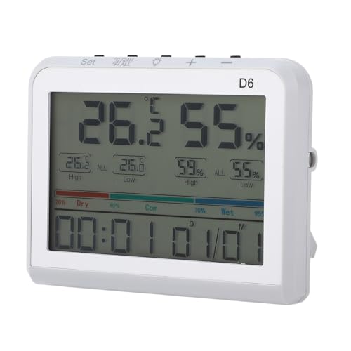 SEAFRONT Digital Innenthermometer, Hygrometer -Home Office -Temperatur -Luftfeuchtigkeitsmessgerät mit Taktdatum, Desktop -Wetterstation für Zimmer -Gewächshaus von SEAFRONT