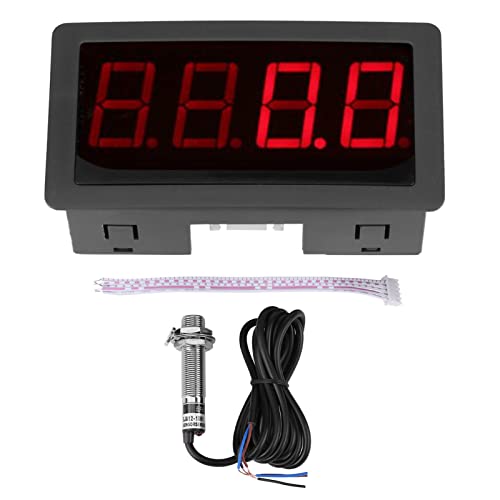 SEAFRONT Drehzahlmesser rot digital, 4 digitales LED-Display, Präzisions-Drehzahlmesser mit Hall-Näherungsschalter NPN von SEAFRONT