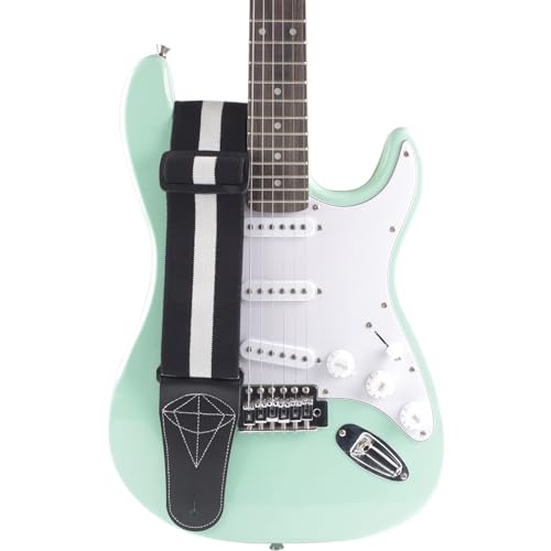 SEAFRONT E -Gitarrengurt Strape Bass Akustikzubehör Leder Einstellbar für Männer Kinder Ukulele Banjo Button Custom Geschenke Schloss Verriegelung Hals Grün Mandolin Gepolstert Weiß von SEAFRONT