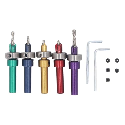 SEAFRONT Holzbearbeitung Countersink Drill Bit Set 5pcs Legierungstahl für Genaue Bohrungen mit Tiefenstopp -Tischler -Loch -Cutter -Werkzeug für Professionelle Projekte von SEAFRONT