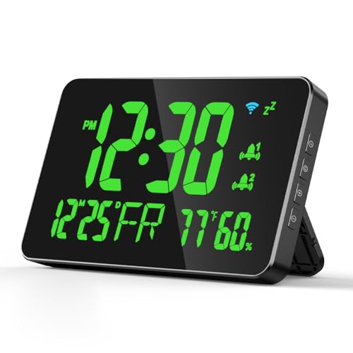 SEAFRONT Intelligente Uhr Tuya WiFi Desktop Uhr Innen Thermometer Hygrometer Temperatur und Feuchtigkeit Meter APP Remote Überwachung (GREEN) von SEAFRONT