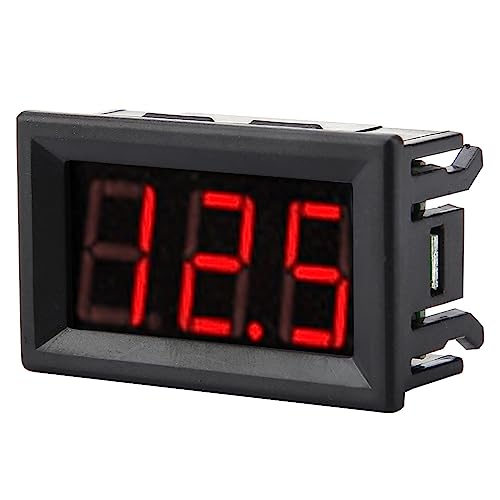 3 Draht Spannungsmesser Panel Digitaler LED Voltmeter mit Verpolungsschutz DC 0 Bis 100 V für Motorrad Auto Motor Panel Montage 4,8 X 2,9 X 1,9 Cm (Schrift Hintergrundbeleuchtung rot) von SEAFRONT