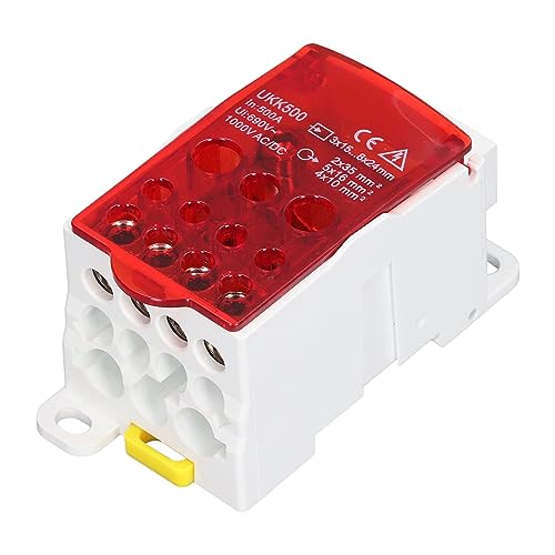 SEAFRONT PA66 Messing Din Rail Terminal Block Junction Box 500A 690 V mit Feuerfeste Schale für Stromverteilung Hochspannungsschränke (Rot) von SEAFRONT