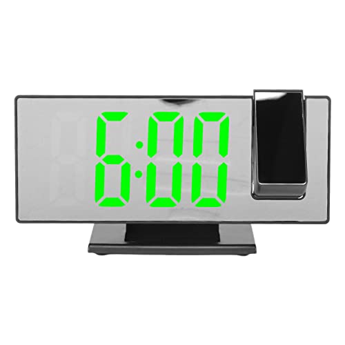 SEAFRONT Projektion Digitaler Wecker LED-Spiegelbildschirm Digitaler Wecker USB-Aufladung Automatisches Dimmen Elektronische Uhr für Schlafzimmer (Grünes Licht) von SEAFRONT