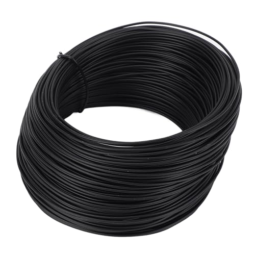 SEAFRONT Rostproofes Verzinktes Eisendraht Flexibel 0,75 Mm, 50 M Tiedrahtrollen PVC Beschichtet, Verzinkter Eisendraht mit Rundem Mund für Telekommunikation (BLACK) von SEAFRONT