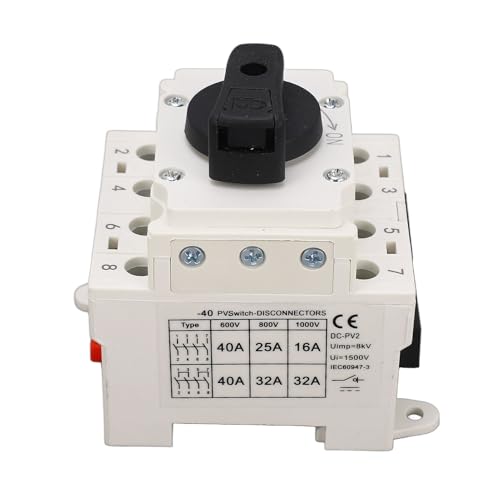 SEAFRONT Solar -Disconnect -Isolatorschalter 32A DC1000V 4p PV Water Proof Controller Compact Design Standard Guides Rail -Schlitzschraube Fixierung für Wohnmobile Schiffe von SEAFRONT