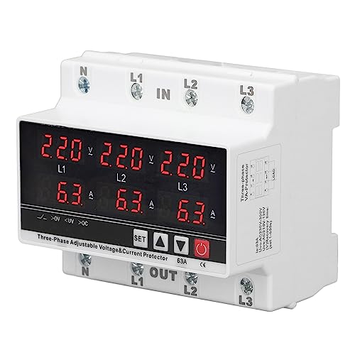 Unterspannungsschutz 3-Phasen-Voltmeter Amperemeter Unterspannungsschutzrelais Einstellbarer Überstromschutz AC120V-300V 63A von SEAFRONT