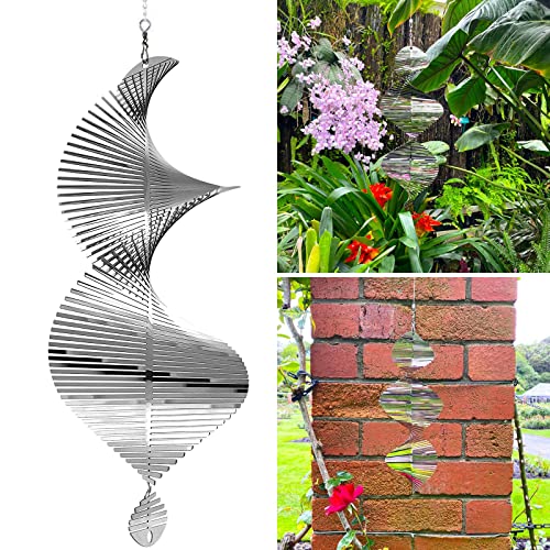 Spiralförmiges ovales Windspiel Metall Gartenornament Dekoration, 360 Grad Spinner hängendes Schild Baumanhänger Suncatcher für den Außenbereich Wohnzimmer Fenster Korridor Hof Dekoration von SEAHUI