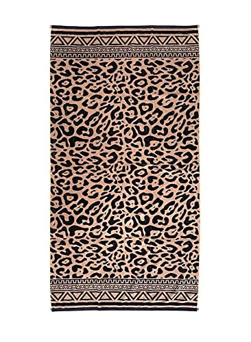 Gestepptes Strandtuch 90 x 165 cm, Handtuch für Strand, Frottee, 100 % Baumwolle, Strandtuch (Braun - Schwarz) von SEAMAR