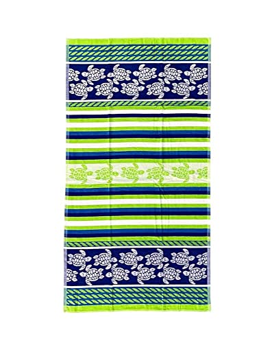 Modische Streifen Strandtuch 90 x 165 cm, Frotteetuch 100 % Baumwolle Strandtuch (Grün) von Seamar