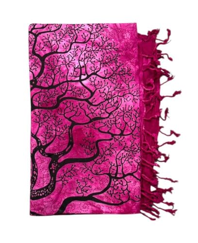 Seamar Großer Überwurf New Baum, Sofaüberwurf aus 100% recycelter Baumwolle mit Fransen, 210 x 230 cm, Strandtuch (Fuchsia) von Seamar