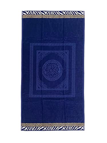 Strandtuch Pompeji Blau Griechisch Gold Frottee 100% Baumwolle Handtuch 90 x 160 cm Beach Towel (Blau) von SEAMAR