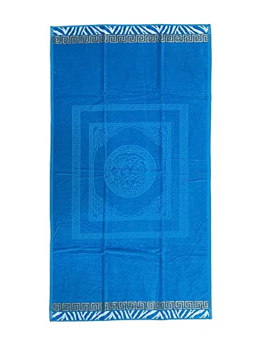 Strandtuch Pompeji Blau Griechisch Gold Frottee 100% Baumwolle Handtuch 90 x 160 cm Beach Towel (Hellblau) von SEAMAR