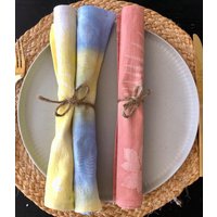 Boho Stoffservietten 4Er Set, Servietten Sundyed, Handgefärbte Tischservietten - 100% Leine Oder Baumwolle Ca. 30x30cm Verschiedene Farben von SEAMOODCampingDesign