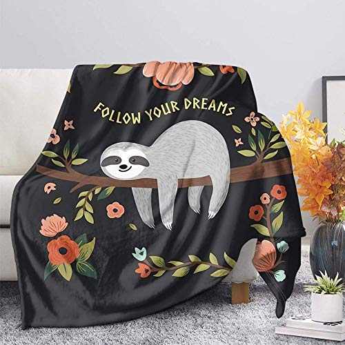 SEANATIVE Dicke Flanelldecke für Herbst Winter Frühling Warm Flauschig Extra Weich Überwurf Bettwäsche Cover Niedlich Cartoon Faultier Follow Your Dreams-S von SEANATIVE