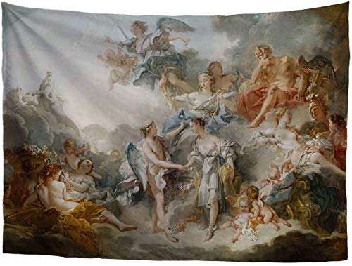 SEANATIVE Griechische Mythologie klassische Kunst Meisterwerk Tapisserie Francois Boucher Amor und Psyche Charles Le Brun Klassische Kunst Wandteppich Antik Vintage Kollektion Home Decor S von SEANATIVE