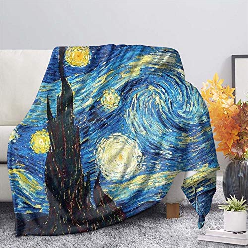 SEANATIVE Mikrofaser-Decke, superweich, Plüsch-Fleece-Überwurf, Decke mit Van Gogh Sternennacht, Galaxie, Malerei, Künstler, Sofabezug, gemütlich, warm, Größe S von SEANATIVE
