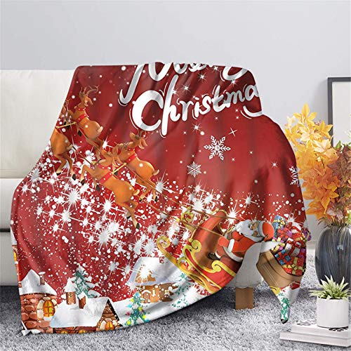 SEANATIVE Mikrofaser-Überwurf, gemütlich, Weihnachtsmotiv, Rentier, Weihnachtsmann, Schneeflocke, bedruckt, leicht, Plüsch, Flanell, Decke für weiche Couch, Bett, Größe 3XL von SEANATIVE