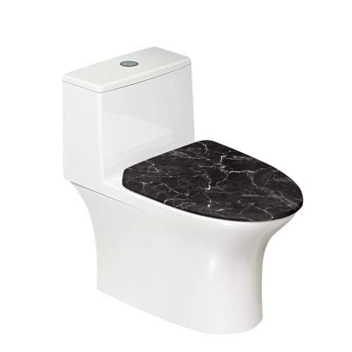 SEANATIVE Moderner Toilettensitzbezug mit Marmordruck, rund, länglich, bequem, waschbares Polyestergewebe, Schwarz SEANATIVE Moderner Toilettensitzbezug mit Marmordruck, rund, länglich, bequem, waschbares Polyestergewebe, Schwarz von SEANATIVE