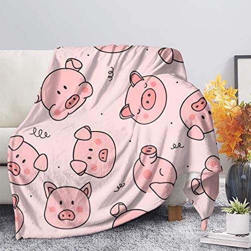 SEANATIVE Rosa Überwurfdecke Niedlich Cartoon Schweinchen Flanell Decke Warme Plüsch für Couch/Sofa/Auto/Büro Lesen TV-3XL von SEANATIVE