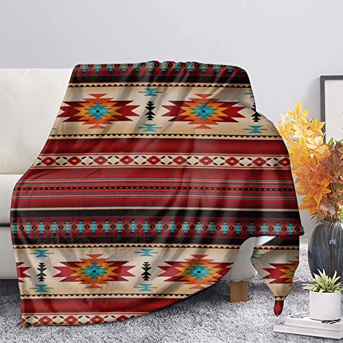 SEANATIVE Southwestern Überwurfdecke mit Tribal-Druck, ultraweich, leicht, Flanell, für Schlafzimmer, Schlafsaal, Sofa, Couch, ganzjährig, leichte Decke, Azteken-Geometrie-Muster, Größe 3XL von SEANATIVE