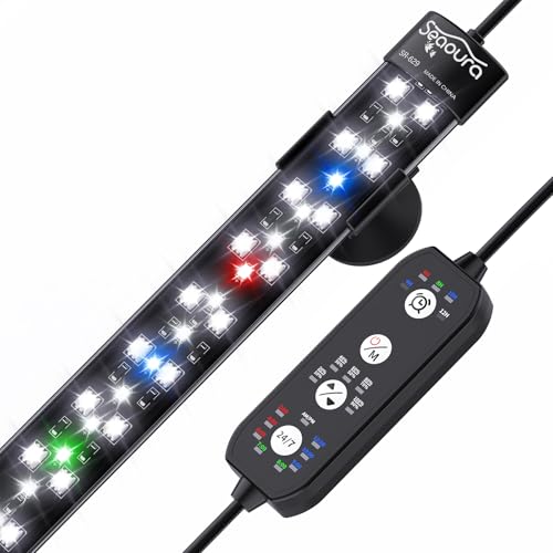 SEAOURA Aquarium Led Beleuchtung mit 24/7-Zyklus, Aquarium licht mit Timer, automatischer Ein-/Ausschaltung, Vollspektrum + 7 Einzelfarben, 10 Helligkeitsstufen, für Aquarium (68cm) von SEAOURA