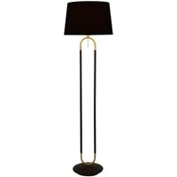 Jazz 1-flammige Stehlampe, Messing satiniert und schwarz, Lampenschirm aus schwarzem Samt mit Zugschalter - Searchlight von SEARCHLIGHT