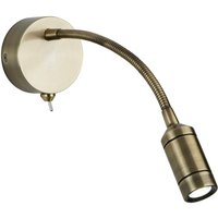 Searchlight - LED 1 Licht Innen verstellbare Wand Leselampe Antik Messing von SEARCHLIGHT