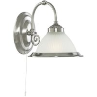 Searchlight - American Diner - 1 Licht Wandleuchte Satin Silber mit Acid Ribbed Glass Shade, E27 von SEARCHLIGHT