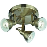 Searchlight - Focus - 3 Licht verstellbarer Deckenstrahler Antik Messing, GU10 von SEARCHLIGHT