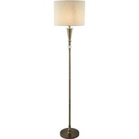 Oscar - 1 Licht Stehlampe Antik Messing, Creme mit Leinenschirm, E27 - Searchlight von SEARCHLIGHT