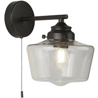 School House 1 Light Wandleuchte, Schwarz, Opalglas IP44 - Searchlight von SEARCHLIGHT