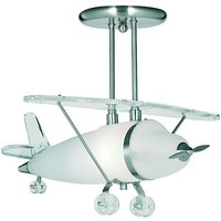 Searchlight Novelty - 1 Light Novelty Flugzeug Semi Flush Deckenleuchte Satin Silber und Glas, E27 von SEARCHLIGHT