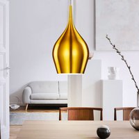 Pendelleuchte Hängelampe Esszimmerlampe Gold Wohnzimmer Aluminium, Aluminium, Glocken-Design, 1x E27, DxH 12x142 cm von SEARCHLIGHT