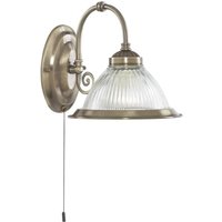 American Diner - 1 Licht Wandleuchte Antik Messing mit geripptem Glasschirm, E27 - Searchlight American Diner - 1 Licht Wandleuchte Antik Messing mit geripptem Glasschirm, E27 - Searchlight von SEARCHLIGHT