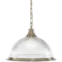 American Diner - 1 Light Dome Deckenanhänger Antik Messing, geripptes Glas, E27 - Searchlight American Diner - 1 Light Dome Deckenanhänger Antik Messing, geripptes Glas, E27 - Searchlight von SEARCHLIGHT