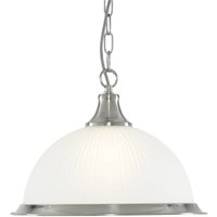 American Diner - 1 Light Dome Deckenanhänger Satin Silber, Acid Ribbed Glass, E27 - Searchlight American Diner - 1 Light Dome Deckenanhänger Satin Silber, Acid Ribbed Glass, E27 - Searchlight von SEARCHLIGHT