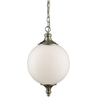 Avalon - 1 Light Globe Deckenanhänger Antik Messing, Opalglas, E27 - Searchlight Avalon - 1 Light Globe Deckenanhänger Antik Messing, Opalglas, E27 - Searchlight von SEARCHLIGHT