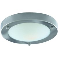 Bathroom Flush - 1 Licht Badezimmer Flush Deckenleuchte Satin Silber Rund mit gewölbtem Glas Diffusor IP44, E27 - Searchlight Bathroom Flush - 1 Licht Badezimmer Flush Deckenleuchte Satin Silber Rund mit gewölbtem Glas Diffusor IP44, E27 - Searchlight von SEARCHLIGHT