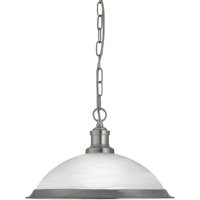 Bistro - 1 Light Dome Deckenanhänger Satin Silber, saures Glas, E27 - Searchlight Bistro - 1 Light Dome Deckenanhänger Satin Silber, saures Glas, E27 - Searchlight von SEARCHLIGHT