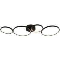 Searchlight - Deckenleuchte Designleuchte Wohnzimmerlampe Alu schwarz led dimmbar opal Ringe von SEARCHLIGHT