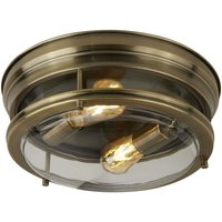 Searchlight - Edinburgh - 2 Licht Badezimmer Flush Deckenleuchte Antik Messing IP44, E27 von SEARCHLIGHT