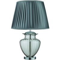 Elina - 1 Leuchttischlampe Chrom, Rauch und Glas mit grauem Faltenschirm, E27 - Searchlight von SEARCHLIGHT