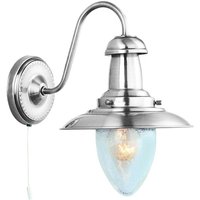 Fisherman - 1 Licht Wandleuchte Satin Silber mit Seed Glass Shade, E27 - Searchlight Fisherman - 1 Licht Wandleuchte Satin Silber mit Seed Glass Shade, E27 - Searchlight von SEARCHLIGHT