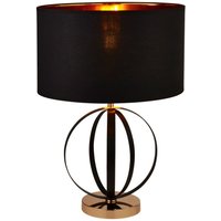 Searchlight - gebraucht] Tischleuchte Lampe Orbit Schwarz Gold Textil Höhe 58,5 Cm Leuchte B-Ware von SEARCHLIGHT