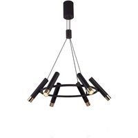 Hängelampe Kronleuchter Pendelleuchte LED 6-Flammig schwarz gold Spots dimmbar von SEARCHLIGHT