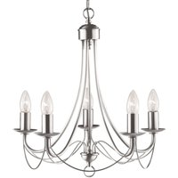 [NEUWERTIG] B-Ware Searchlight Kronleuchter Maypole Satin Silber Fünfflammig Deckenlampe Lampe Deko von SEARCHLIGHT